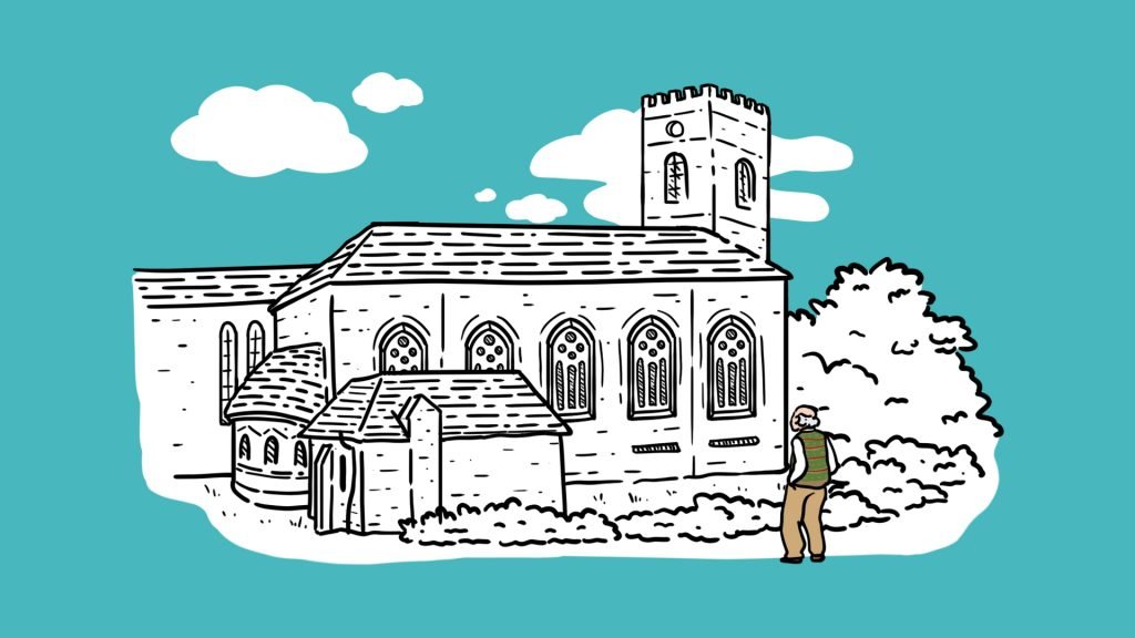 Video 4 - main character in front of church